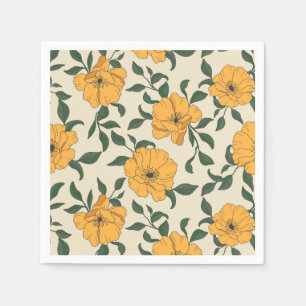 Guardanapo De Papel Padrão de Flor de Papoila Laranja