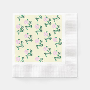 Guardanapo De Papel Padrão de Flor de Rosa Selvagem Rosa Pastel Retro