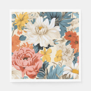 Guardanapo De Papel Padrão de Flor Floral Retro