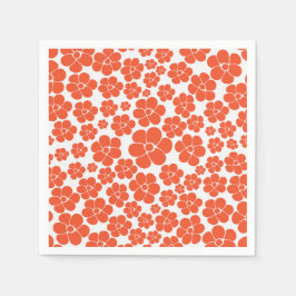 Guardanapo De Papel Padrão de Flor - Laranja e Branco