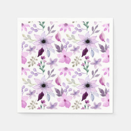 Guardanapo De Papel Padrão de Flor Rosa e Roxa Elegante