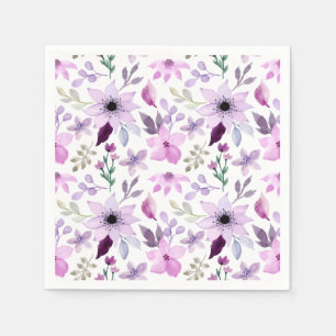 Guardanapo De Papel Padrão de Flor Rosa e Roxa Elegante