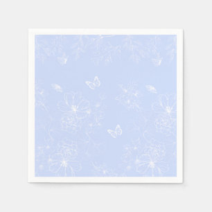 Guardanapo De Papel Padrão de Flores Azuis Claro, Floral, Minimalista
