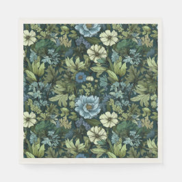 Guardanapo De Papel Padrão de Flores Selvagens Victorianas Azuis e Ver