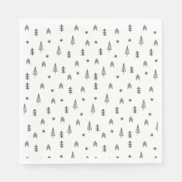 Guardanapo De Papel Padrão de Floresta de Inverno Preto e Branco Minim