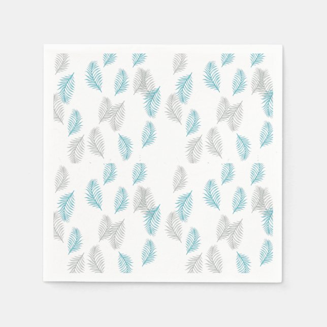 Guardanapo De Papel Padrão de Folhas Azuis e Cinzas (Frente)