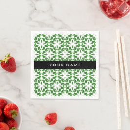 Guardanapo De Papel Padrão de Folhas, Folhas Verdes, Seu Nome