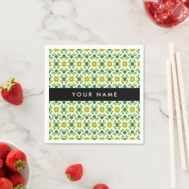Guardanapo De Papel Padrão de Folhas, Folhas Verdes, Seu Nome