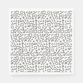 Guardanapo De Papel Padrão de Formas Retroativas Pretas e Brancas do a