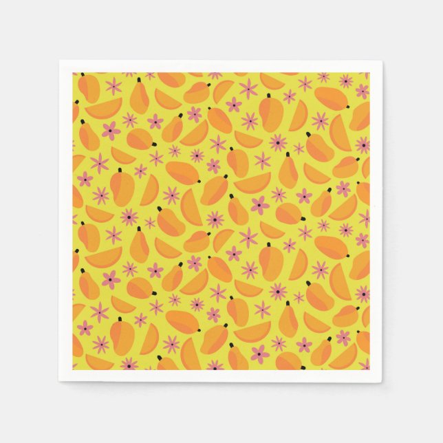 Guardanapo De Papel Padrão de frutas e flores de manga fofa  (Frente)