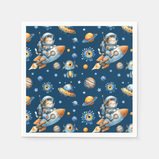 Guardanapo De Papel Padrão de Gato Astronauta Fofo Galáxia Espaço Exte