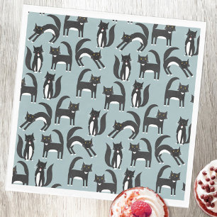 Guardanapo De Papel Padrão de Gato de Tuxedo Branco e Preto
