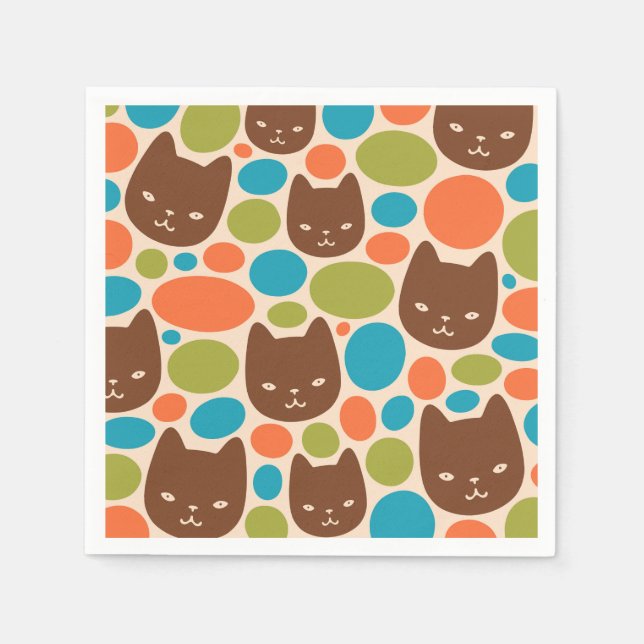Guardanapo De Papel Padrão de Gatos de bolinhas (Frente)