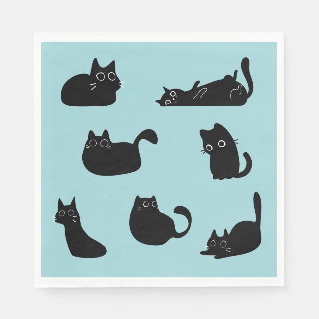 Guardanapo De Papel Padrão de Gatos Pretos (Frente)
