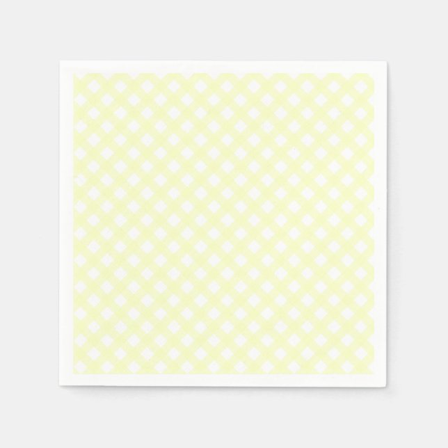 Guardanapo De Papel Padrão de Gingham Amarelo Suave e Bonito (Frente)