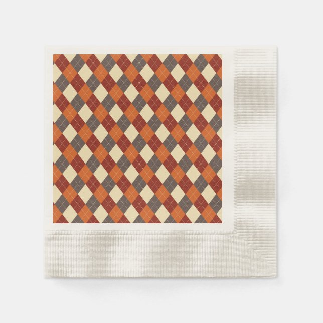 Guardanapo De Papel Padrão de Gingham de outono (Frente)