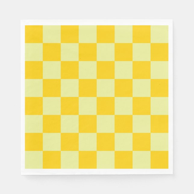 Guardanapo De Papel Padrão de Gingham Verificado Amarelo (Frente)