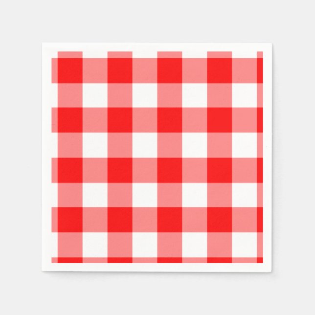 Guardanapo De Papel Padrão de Gingham Vermelho e Branco (Frente)