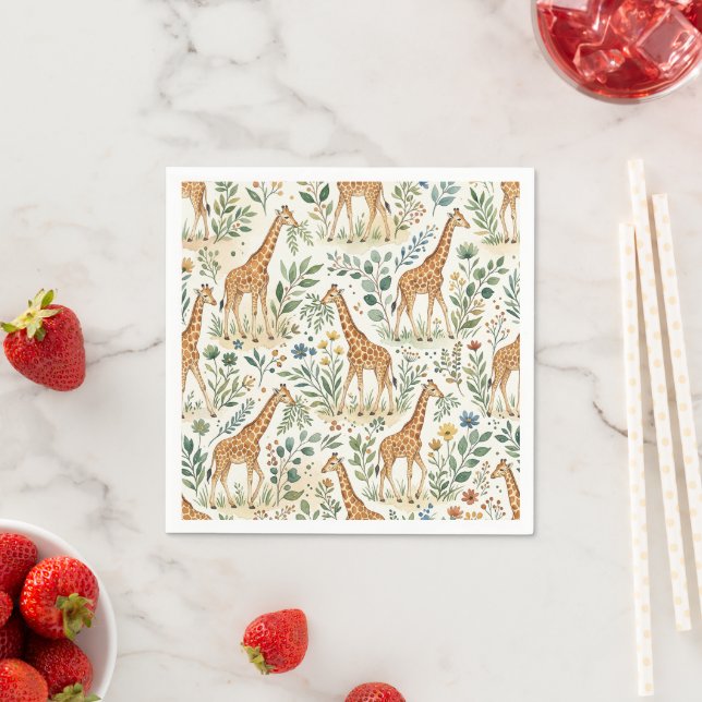 Guardanapo De Papel Padrão de girafa em aquarela fofa (Insitu)