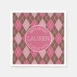 Guardanapo De Papel Padrão de Golfe de Argyle - Rosa / Golfista Elegan