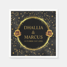 Guardanapo De Papel Padrão de Gótico das Estrelas Pretas e Douradas