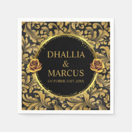 Guardanapo De Papel Padrão De Gótico Preto E Dourado