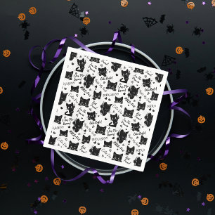 Guardanapo De Papel Padrão de Halloween de Gato Preto Fofo para Amante