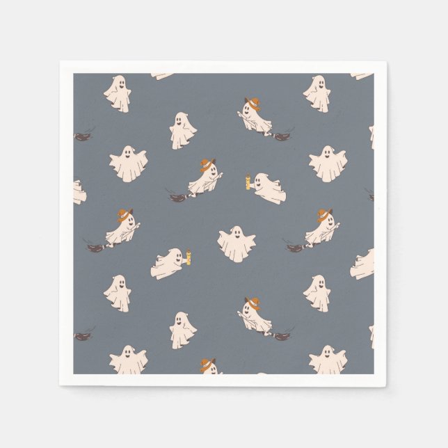 Guardanapo De Papel Padrão de Halloween para Fantasmas Reproduzíveis (Frente)