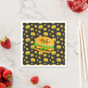 Guardanapo De Papel Padrão de hambúrguer delicioso e divertido Monogra