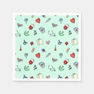 Guardanapo De Papel Padrão de Ícone Médico Bonito