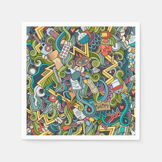 Guardanapo De Papel Padrão de Ícone Médico de abstrato Art (Frente)