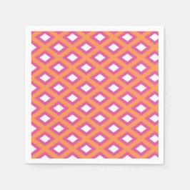 Guardanapo De Papel Padrão de Ikat de Diamante Tribal Laranja e Rosa