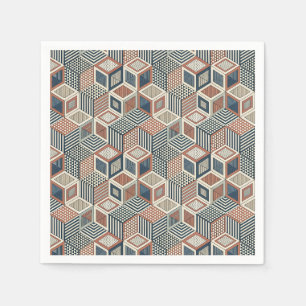 Guardanapo De Papel Padrão de Ilusão de Triângulos e Cubos Geométricos