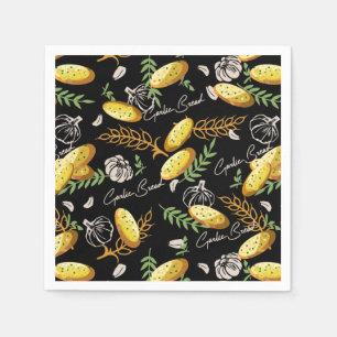 Guardanapo De Papel Padrão de Ilustração do Pão de Alho V2