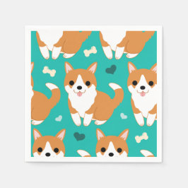 Guardanapo De Papel Padrão de ilustração simples do cão Kawaii Cute Co