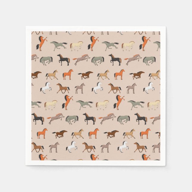 Guardanapo De Papel Padrão de Impressão de Cavalo, Meninas e Crianças, (Frente)