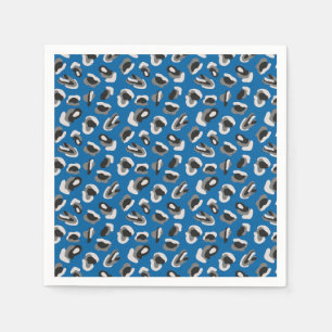 Guardanapo De Papel Padrão de Impressão do Animal Leopardo Azul Modern