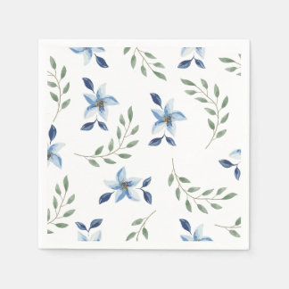 Guardanapo De Papel padrão de impressão floral azul contínuo
