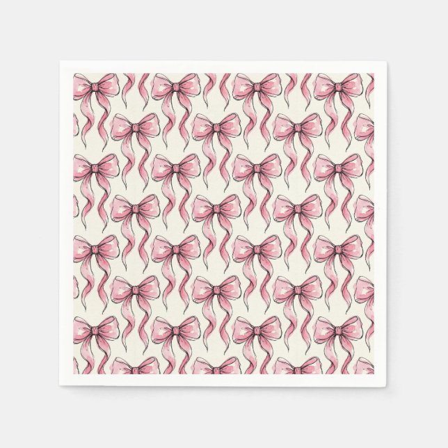 Guardanapo De Papel Padrão de Laço de Fita com Esboço Rosa (Frente)