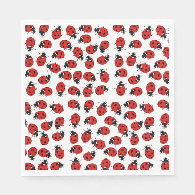 Guardanapo De Papel Padrão de Ladybug Vermelho Cute (Frente)