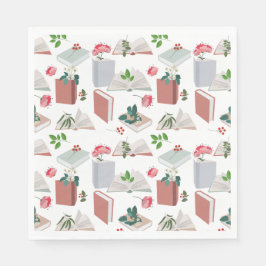 Guardanapo De Papel Padrão de Leitura de Livros Botânicos e Biblioteca