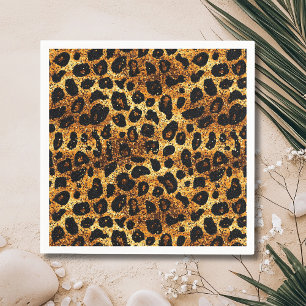Guardanapo De Papel Padrão de Leopardo Luxuoso Dourado Marrom Ferrugem
