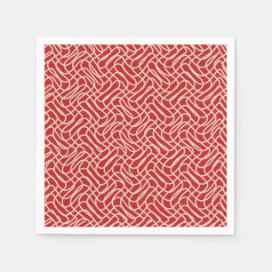 Guardanapo De Papel Padrão De Linha De Abstrato De Vermelho E Creme