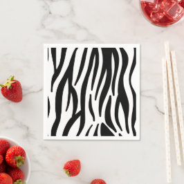 Guardanapo De Papel Padrão de listras de zebra preto e branco moderno