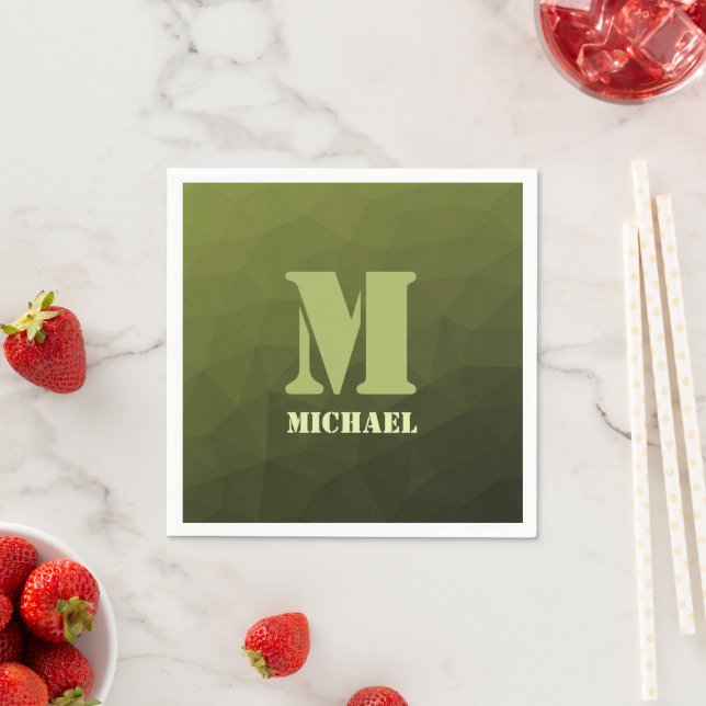 Guardanapo De Papel Padrão de malha geométrica da oliveira verde do ex (Insitu)