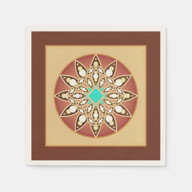 Guardanapo De Papel Padrão de mandala em caramelo e chocolate (Frente)