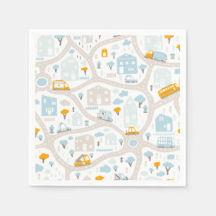Guardanapo De Papel Padrão de Mapa de Vizinhança de Pastel Bonito
