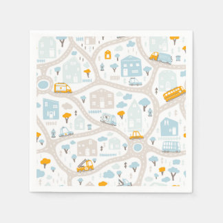 Guardanapo De Papel Padrão de Mapa de Vizinhança de Pastel Bonito