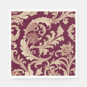 Guardanapo De Papel Padrão de Maroon e Beige Vintage