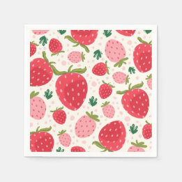 Guardanapo De Papel Padrão de Morango Rosa Vermelho Fofo